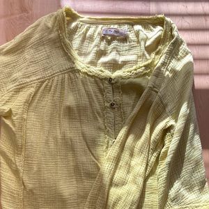 XS Yellow Free People Oversized Button Down Blouse